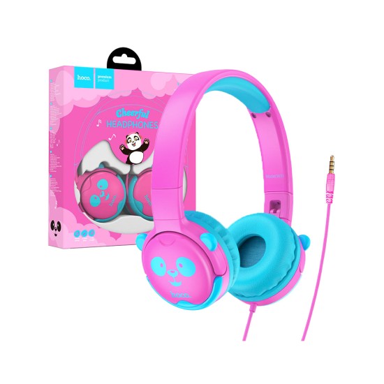 Hoco Auricular W31 para niños 1.2m Cable Max 85DB Rosa Rojo